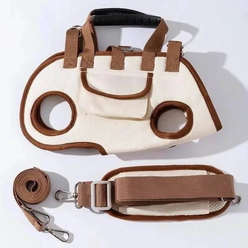Stylish Small Dog Carrier Sling Backpack with Leash Attachment - Breathable Pet Lift Harness for Cats & Puppies, Perfect for Hands-Free Outdoor Adventures