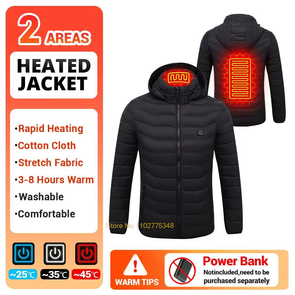 21-Zone USB Electric Heated Down Jacket for Men and Women - Thermal Self-Heating Winter Coat for Hiking, Camping, and Skiing