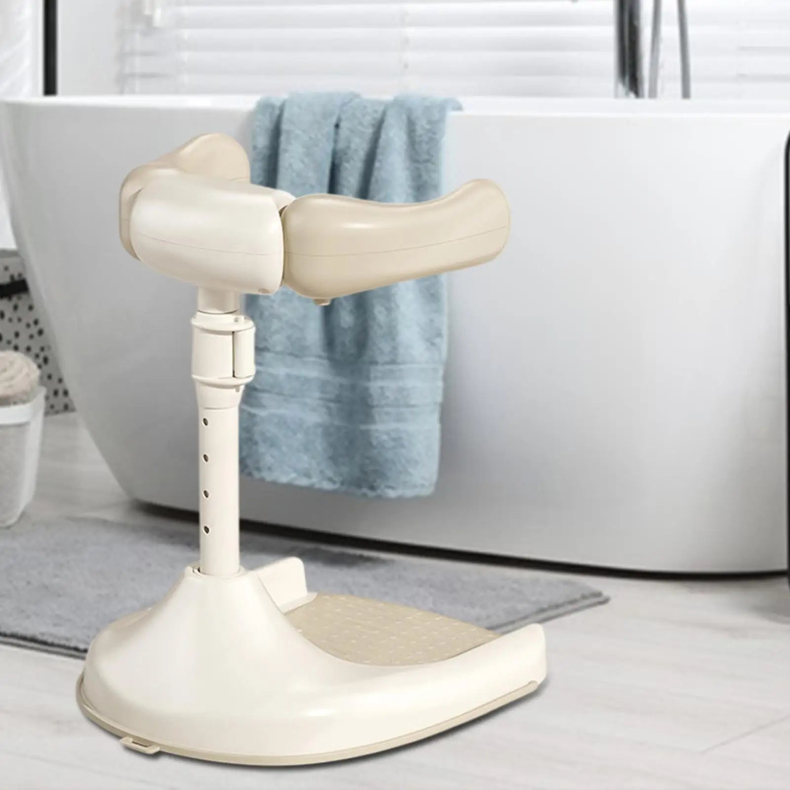 Baby Bath Tub with Shower Stand Anti-Crush Adjustable Shower Tower Anti-Slip Bath Support for Toddlers 6-36 Months Babies