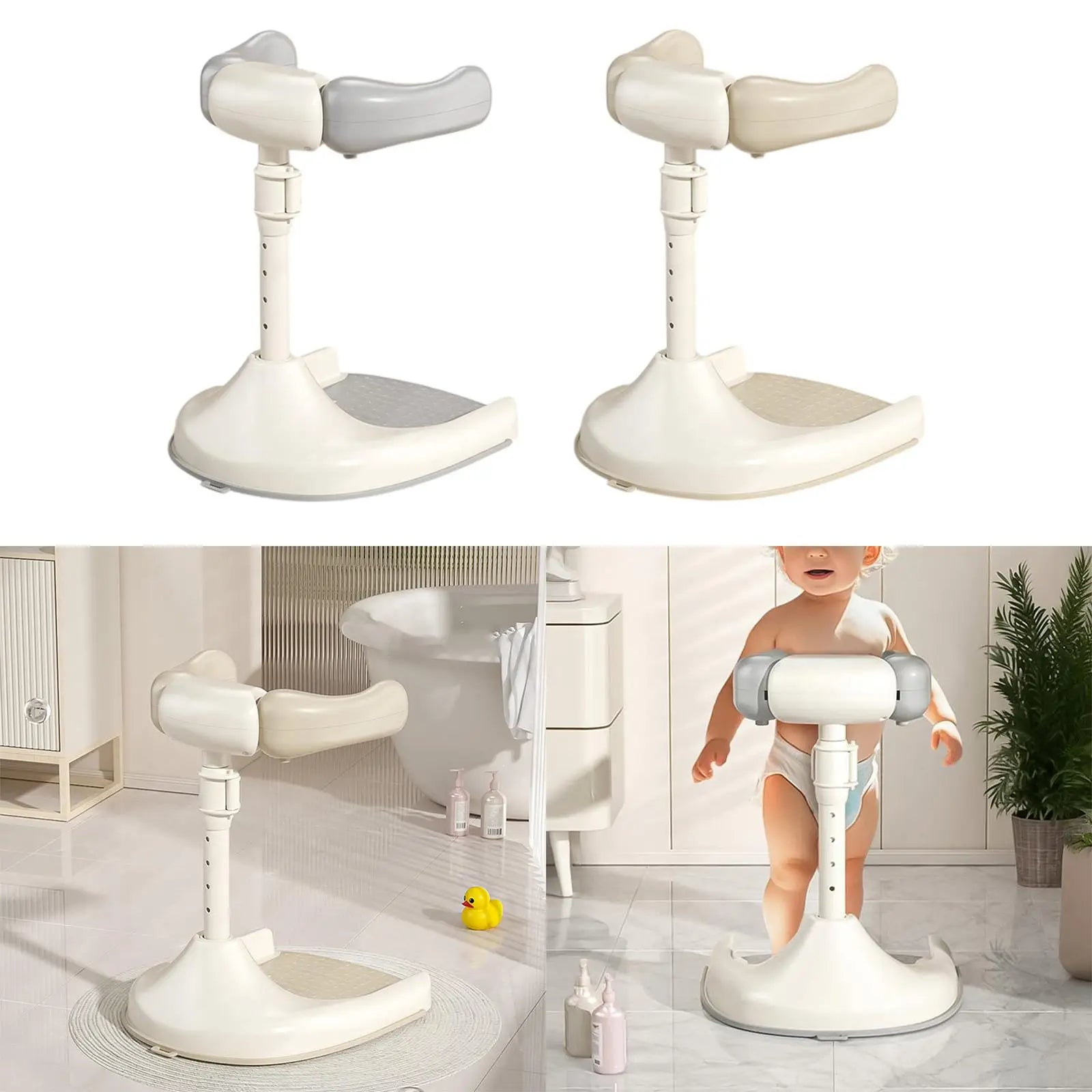 Baby Bath Tub with Shower Stand Anti-Crush Adjustable Shower Tower Anti-Slip Bath Support for Toddlers 6-36 Months Babies