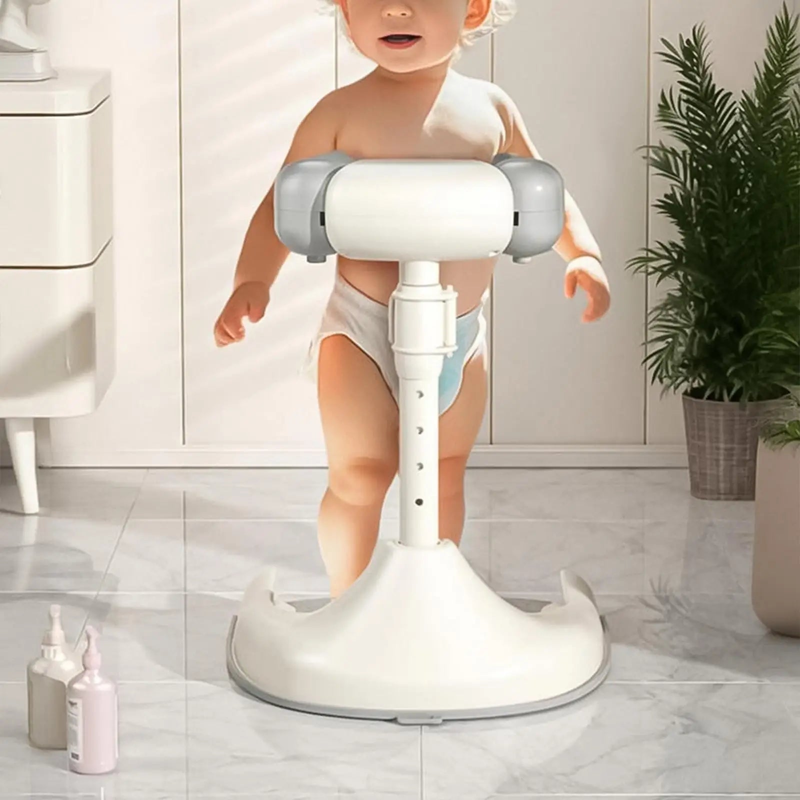 Baby Bath Tub with Shower Stand Anti-Crush Adjustable Shower Tower Anti-Slip Bath Support for Toddlers 6-36 Months Babies