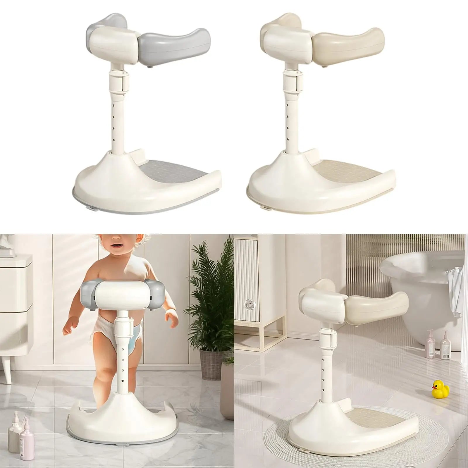 Baby Bath Tub with Shower Stand Anti-Crush Adjustable Shower Tower Anti-Slip Bath Support for Toddlers 6-36 Months Babies