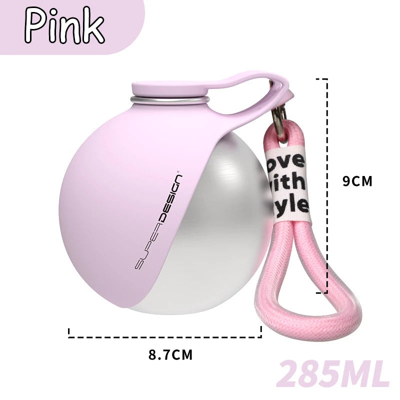 2-in-1 Portable Dog Water Bottle Stainless Steel&Silicon Leak-Proof Compact Dog Travel Water Bottle for Small Dogs