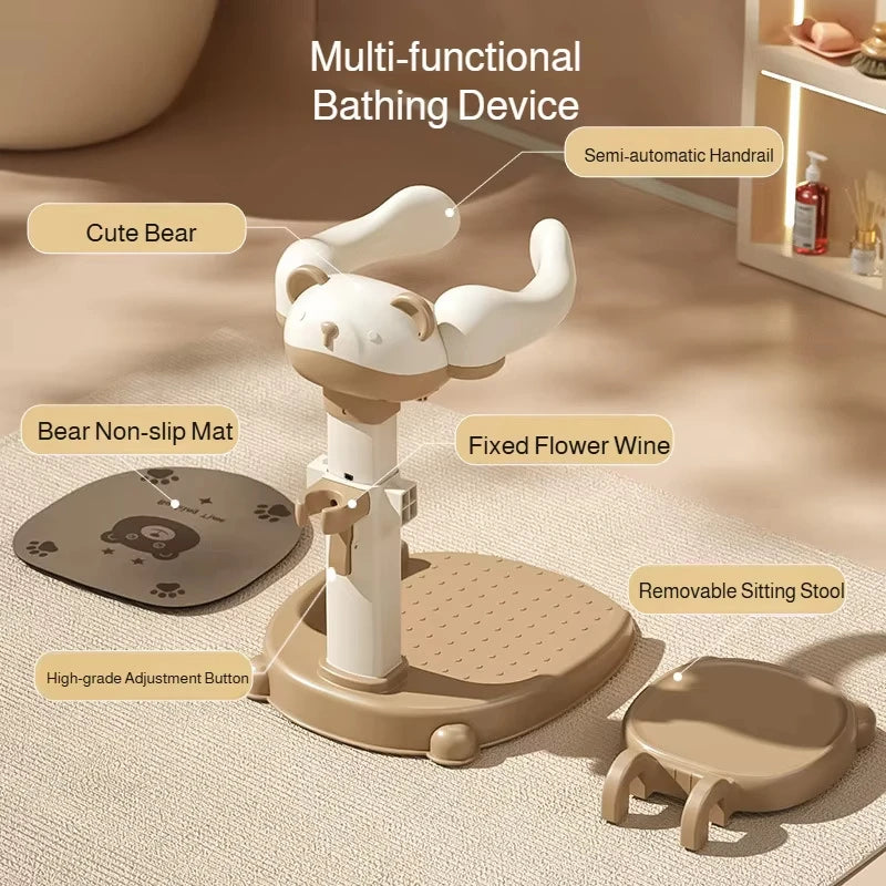 Baby Standing Shower Stand Adjustable Children's Bath Device Household Non-Slip Children's Bath Stand Baby Bath Stand Support
