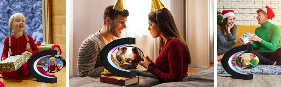 Floating Photo Frame  Levitating  360 Rotating Picture Holder Home Office Desk Creative Gift for Birthday Holiday Kids Friends