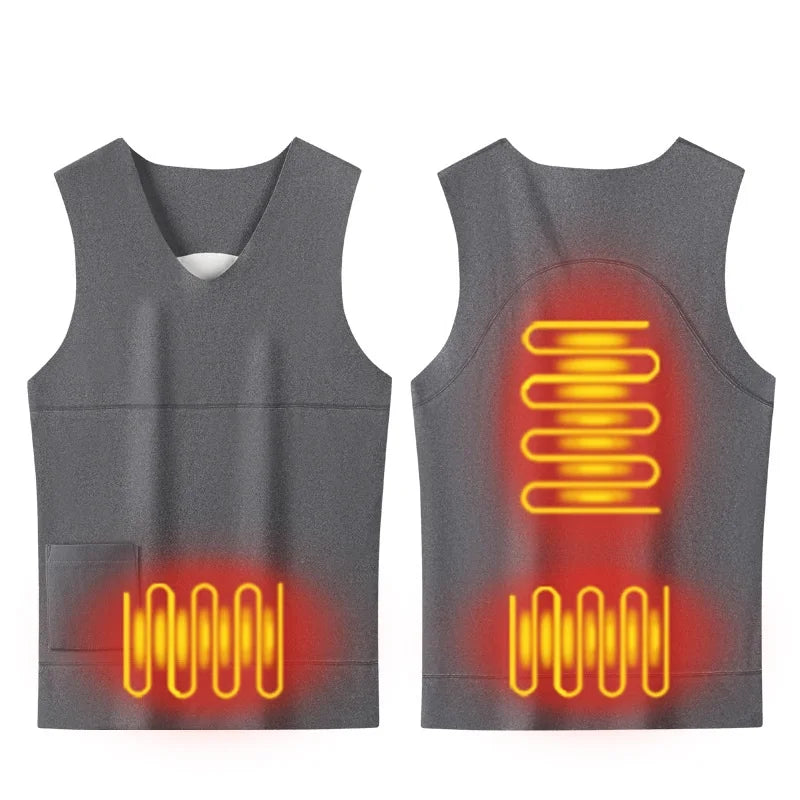 Heated Jacket Men Women Warm Seamless Vest USB Self Heating Jacket Ski Camping Hiking Heated Suede Winter Clothes Washed