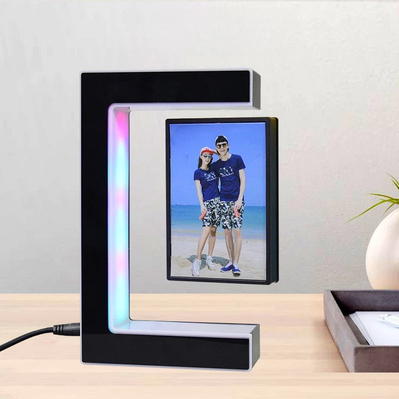 Floating Photo Frame  Levitating  360 Rotating Picture Holder Home Office Desk Creative Gift for Birthday Holiday Kids Friends