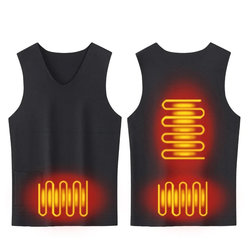 Heated Jacket Men Women Warm Seamless Vest USB Self Heating Jacket Ski Camping Hiking Heated Suede Winter Clothes Washed