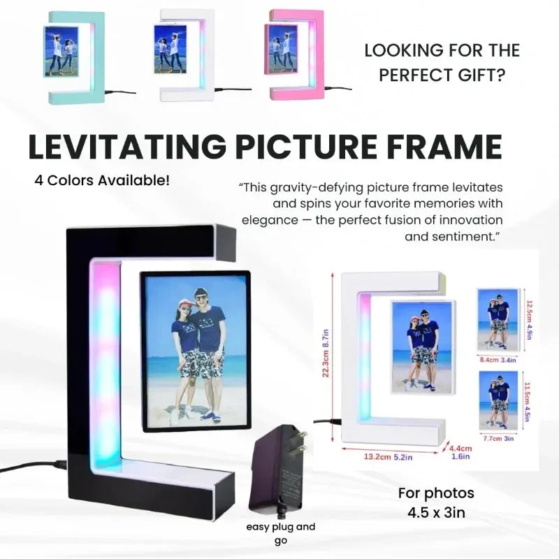 Floating Photo Frame  Levitating  360 Rotating Picture Holder Home Office Desk Creative Gift for Birthday Holiday Kids Friends