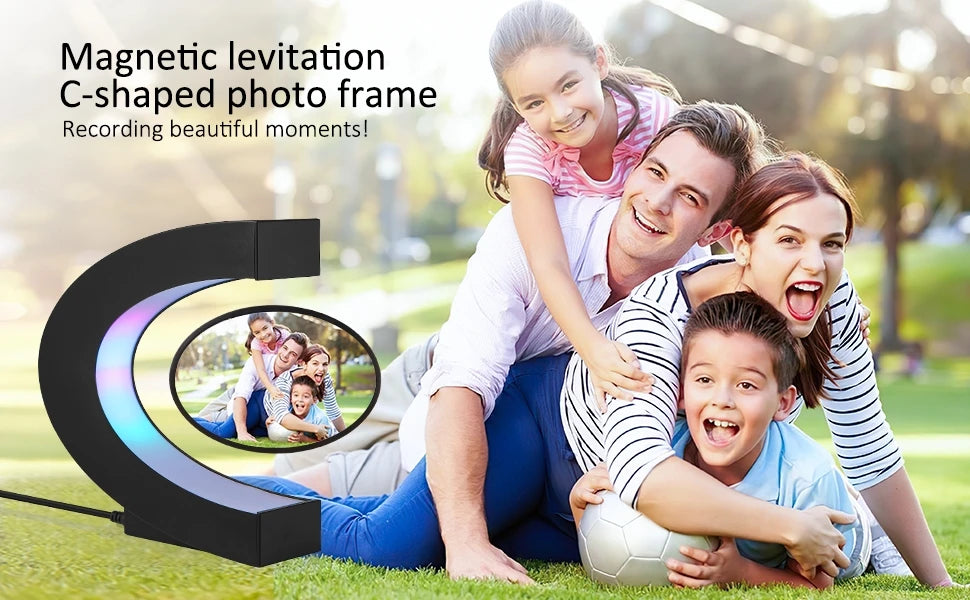 Floating Photo Frame  Levitating  360 Rotating Picture Holder Home Office Desk Creative Gift for Birthday Holiday Kids Friends