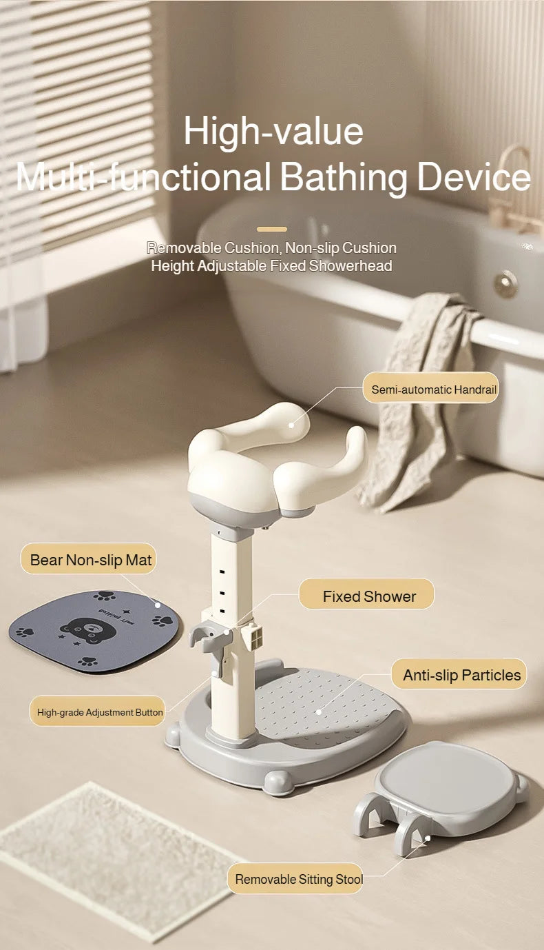 Baby Standing Shower Stand Adjustable Children's Bath Device Household Non-Slip Children's Bath Stand Baby Bath Stand Support