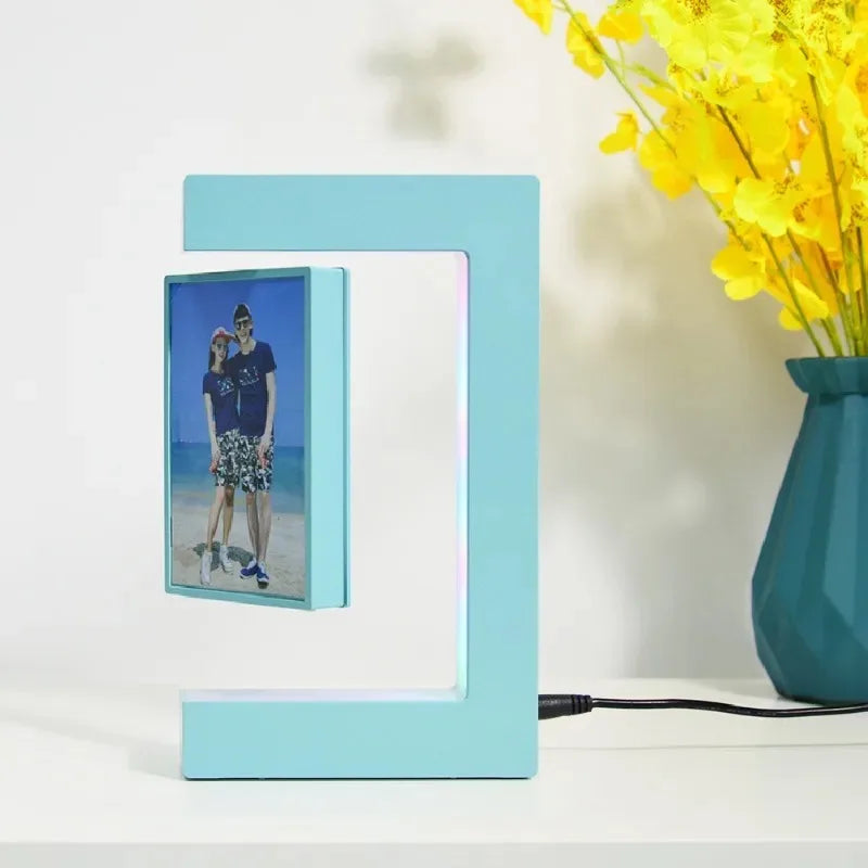 Floating Photo Frame  Levitating  360 Rotating Picture Holder Home Office Desk Creative Gift for Birthday Holiday Kids Friends
