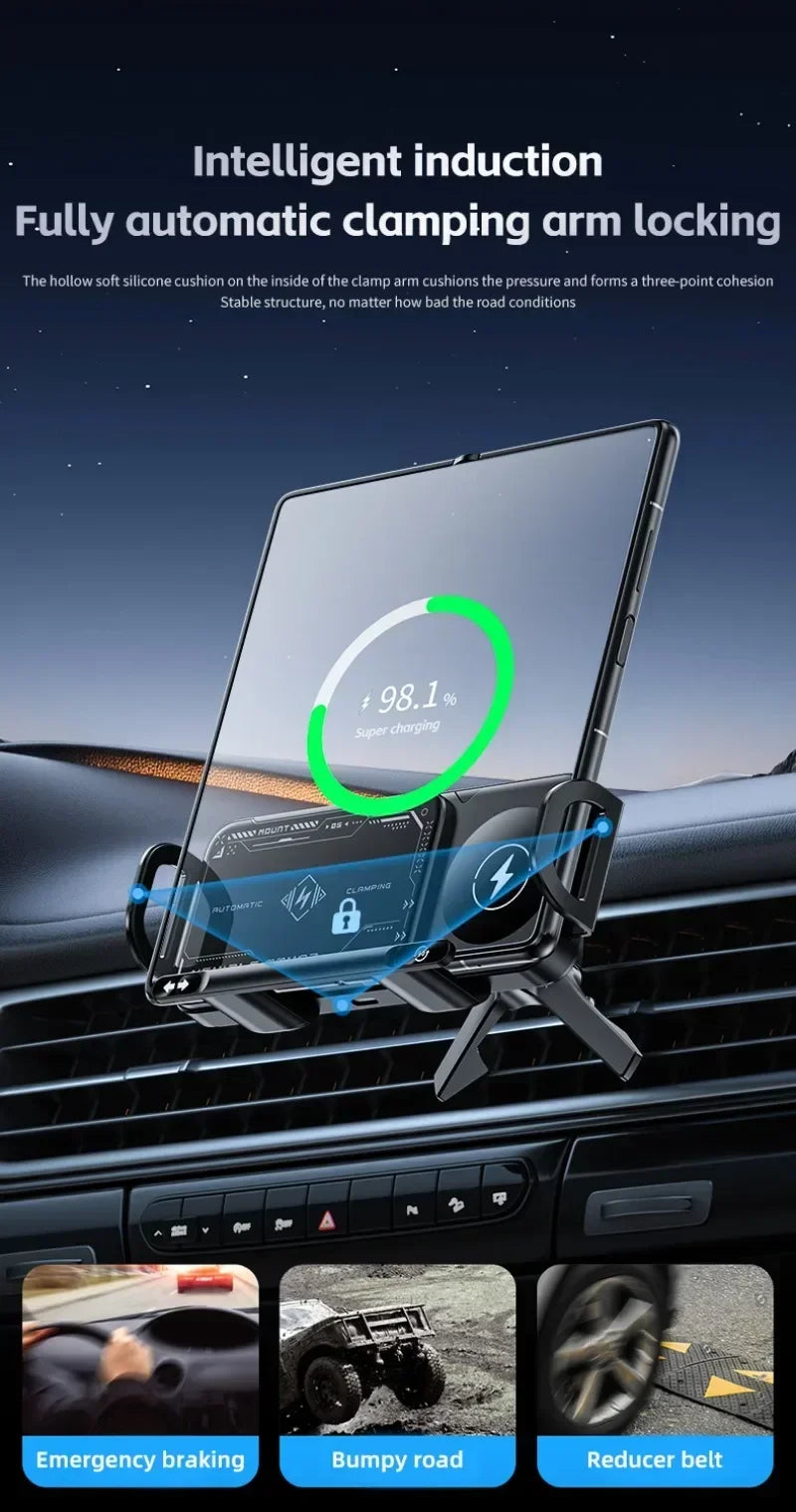 Fast Dual Coil Car Wireless Charger Station Magnet Foldable Cellphone Mount For Samsung Fold 5 4 3 W24 23  S24 S23 S22 Ultra