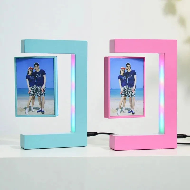 Floating Photo Frame  Levitating  360 Rotating Picture Holder Home Office Desk Creative Gift for Birthday Holiday Kids Friends