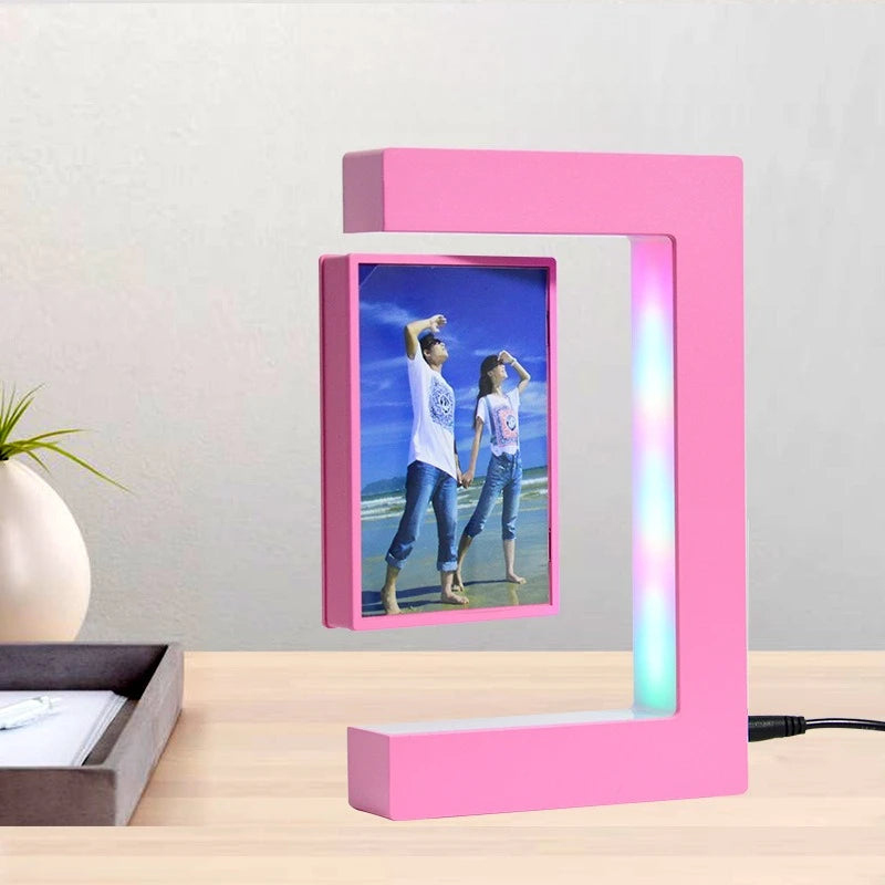 Floating Photo Frame  Levitating  360 Rotating Picture Holder Home Office Desk Creative Gift for Birthday Holiday Kids Friends