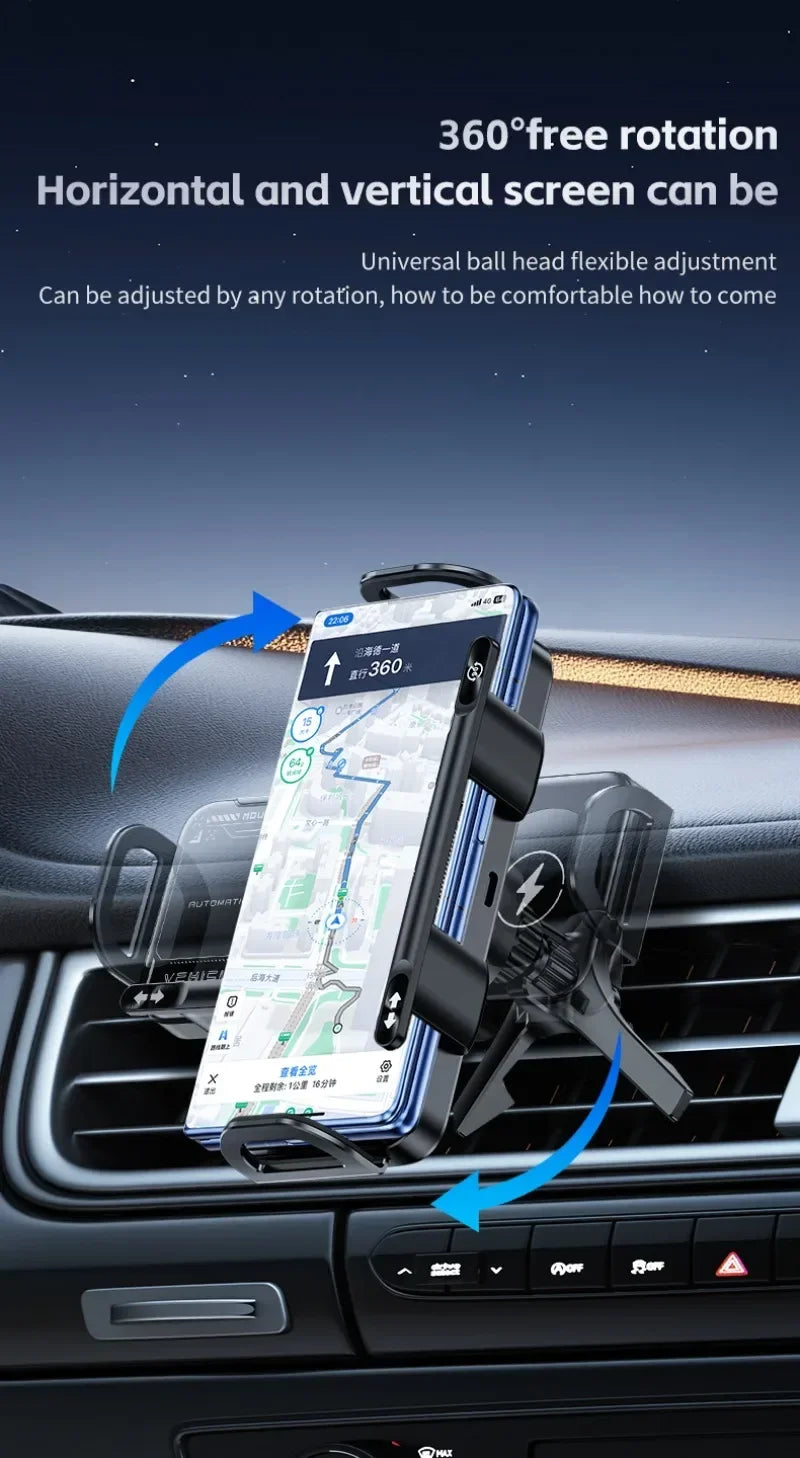 Fast Dual Coil Car Wireless Charger Station Magnet Foldable Cellphone Mount For Samsung Fold 5 4 3 W24 23  S24 S23 S22 Ultra